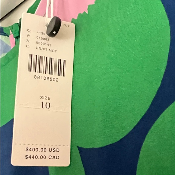 Marimekko Green and Pink Floral Midi Dress - Picture 2 of 2